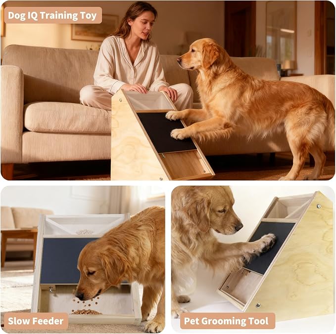 Dog Nail Scratch Board with Treat Box and Replaceable Sandpaper