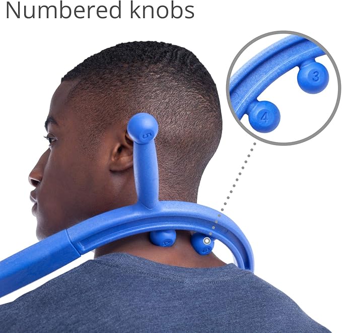 Body Back Buddy Elite Blue FSA Eligible Neck Massager for Pain Relief Deep Tissue, Back Therapy Tool Therapeutic Trigger Point Hook for Muscle Knot & Myofascial Release, Shoulder Pressure Point Relief