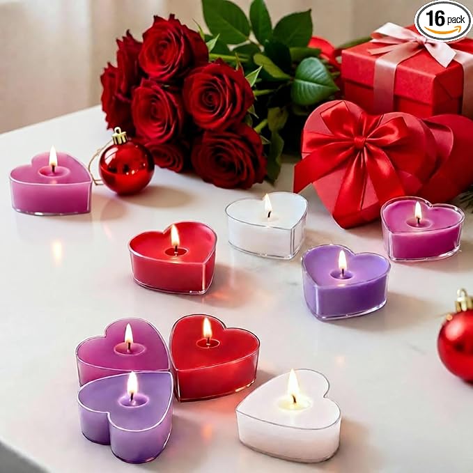 Colored Scented Tealight Candles, 16 Pack Soy Wax Colorful Tea Lights Romantic Candles for Valentine Decor Party Favors, Wedding Decor, Relaxation & Gifts | Cedar, Lychee, Lavender & Rose
