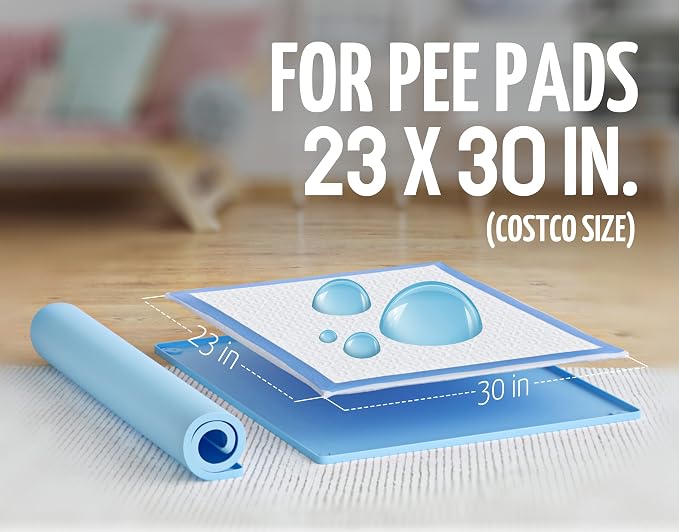 Skywin Dog Pee Pad Holder Tray Fits for 30” x 23” Pee Pads - 2 Pack - Blue | Corner Lock Holes, Raised Edges, Non-Spill, Easy to Clean Silicone Dog Potty Tray Holder, For Indoor Floor Protection