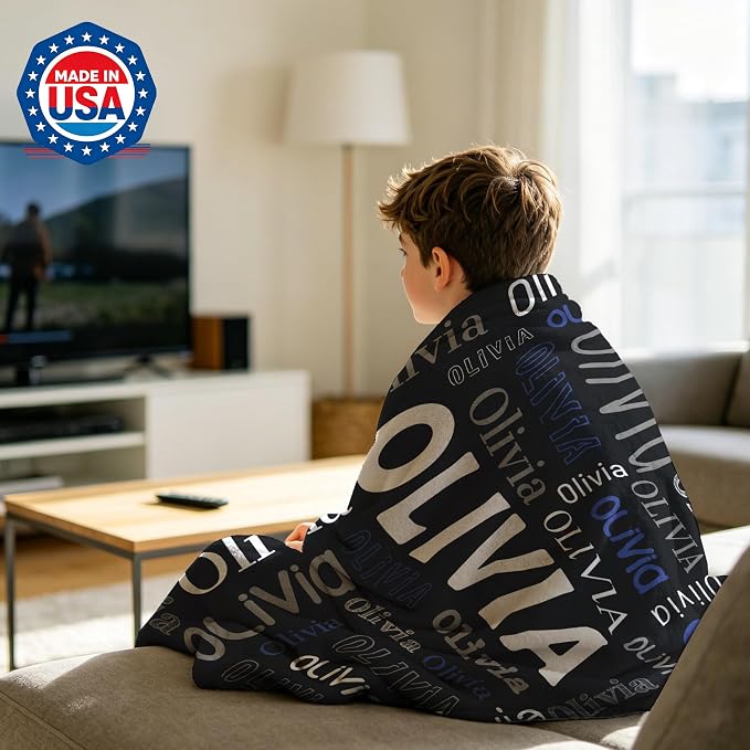 Custom Blanket with Name, Personalized Name Blankets for Teen Girls Boys Kids Baby, Customized Flannel Throw Blanket Gifts for Christmas Birthday - Printed in USA