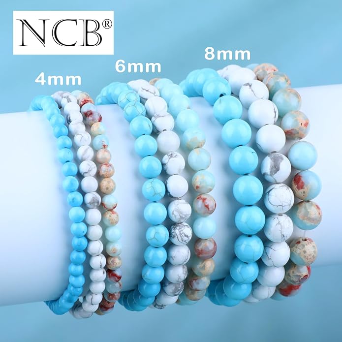 NCB 2.3-Piece 4mm Natural Crystal Gemstone Stretch Bracelets – Handmade Reiki Energy Healing Jewelry for Meditation,Yoga, Unisex