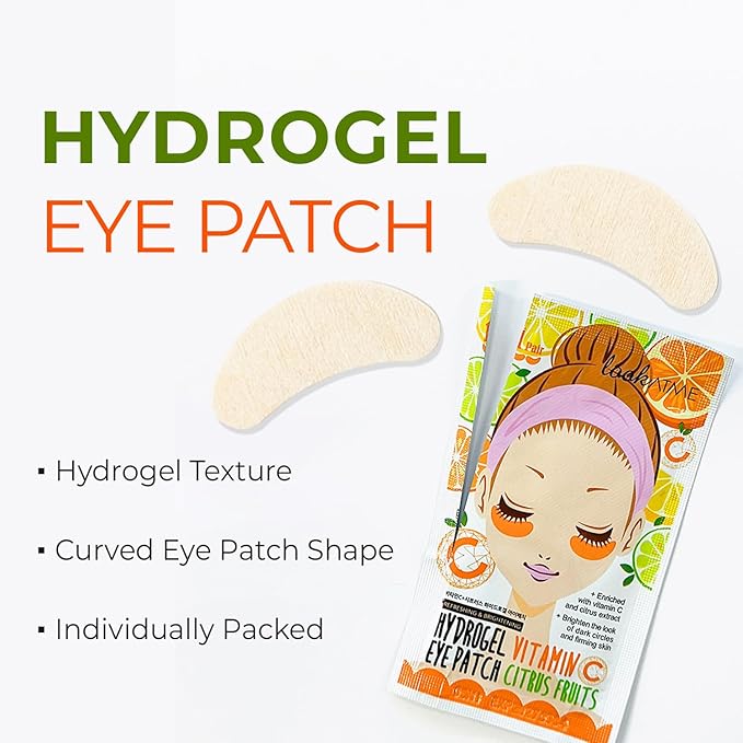 Look At Me Vitamin C Bright Eyes Hydrogel Eye Patches – Dark Circles & Puffiness Relief, Citrus Firming Eye Masks for Men & Women, 5 Pairs – Made in Korea