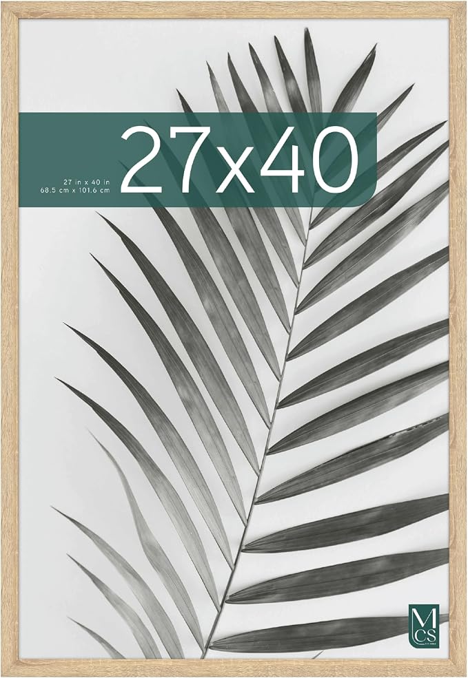 MCS Studio Gallery Movie Poster Frame 27x40 Natural Woodgrain Engineered Wood, Vertical & Horizontal Wall Hanging Large Picture Frame for Photos, Artwork & Custom Posters (1-Pack)