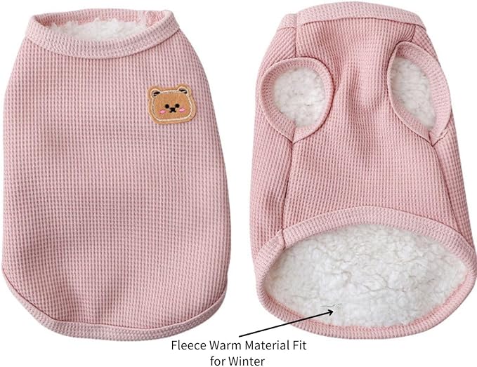 Fleece Cotton Dog Shirt - Winter Warm Lightweight Pet T-Shirts Soft Breathable Stretchy Cats & Dogs Tee Shirt Sleeveless Vest - Dog Apparel for Medium & Small Dogs