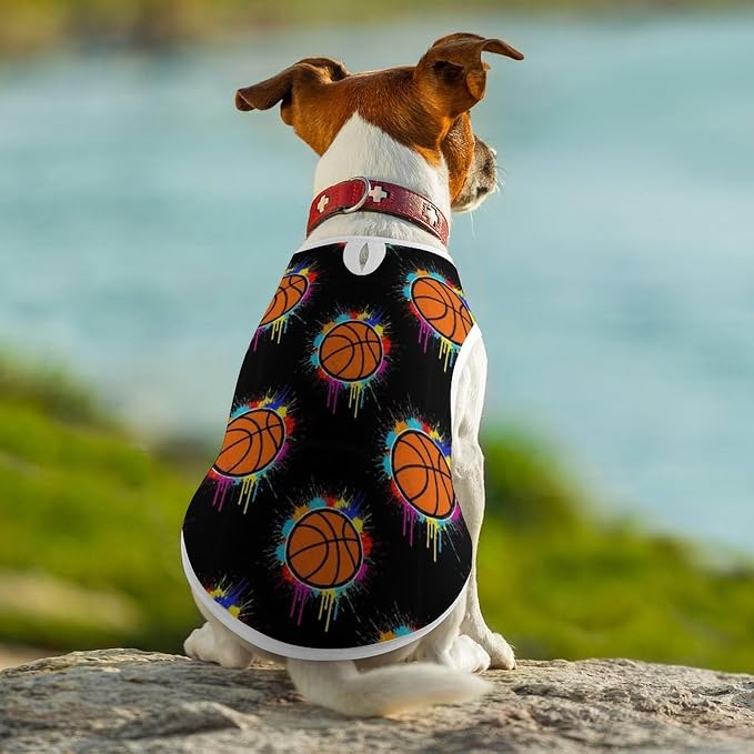 Dog Soft Breathable Clothes Cat Fashion Shirt Pet Orange Basketball Cute Tank Tops T Shirt