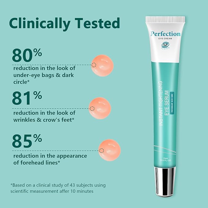 Instant Under Eye Lift Serum - Temporary Perfection Primer Tightener, Eye Cream Reduces Puffy Bags, Dark Circles & Crow’s Feet in Minutes, Anti Aging Wrinkle Remover for Mature Skin (1 PC, 0.51 Fl.Oz)
