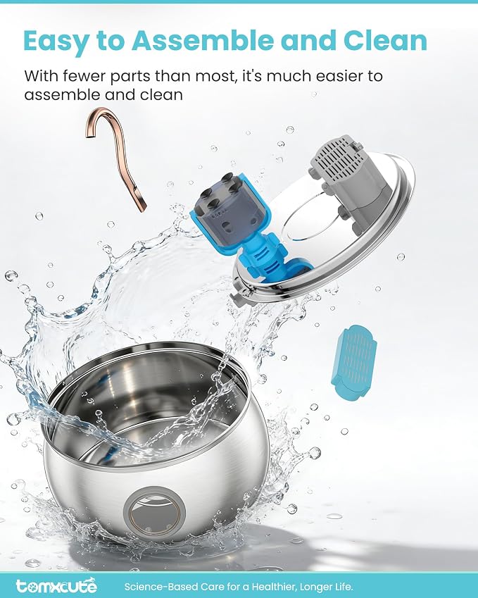 Cat Water Fountain Stainless Steel -135oz/4.0L Cat Fountain for Drinking | Ultra Quiet Pump, Easy to Clean, Come with 3 Filters, Pet Watering Bowl Dispenser for Cats, Dogs, Multiple Pets