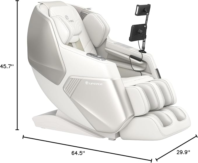 VAT Massage Chair Full Body VibroAcoustic Sonic Wave, SL-Track Zero Gravity Recliner with 25 Auto Modes, Smart Body Scan, Extendable Footrest, Reading Lamp, White