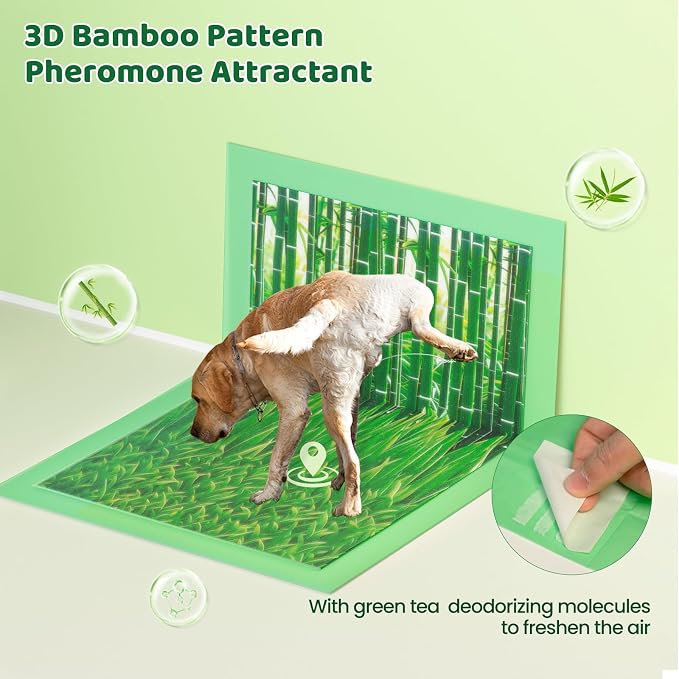 Puppy Pads XL 240 Count - 28"x34" with Adhesive Tabs | Extra Large Pee Pads for Dogs Training Pad Super Absorbent, 6-Layer Leak-Bamboo Patterns Dog Pads