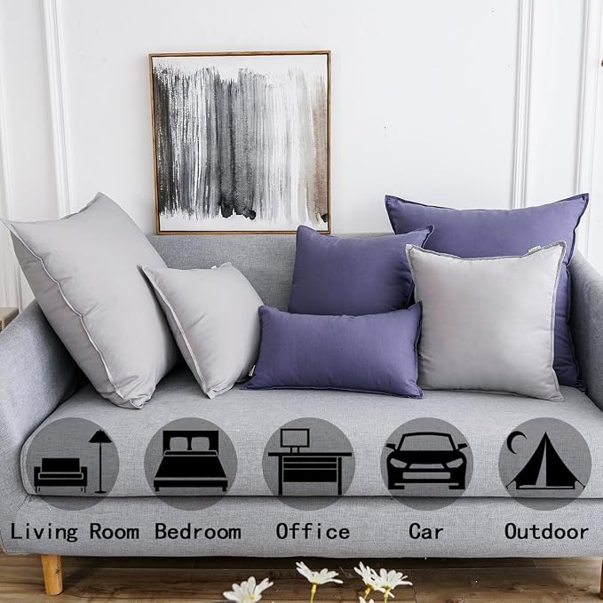 Jeanerlor Decorative Cotton Linen Chair Natural Throw Pillow Case, Sofa Durable Classy, Comfortable Cushion Cover for Living Room Car 26"x26"(65 x 65cm), Silver Grey