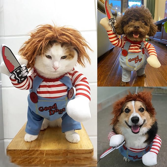 Pet Deadly Dog Costume, Cute Dog Cosplay Halloween Christmas Funny Pet Clothes Party Costume for Small Medium and Large Dogs (X-Large)
