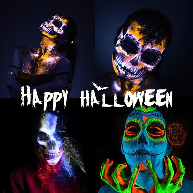 Glow in The Dark Face Body Paint,UV Black Light Makeup Neon Face and Body Paint Glow Sticks Makeup Face Painting Kits for Kids Adult, Neon Face Paint Crayons for Halloween and Parties (12 color)