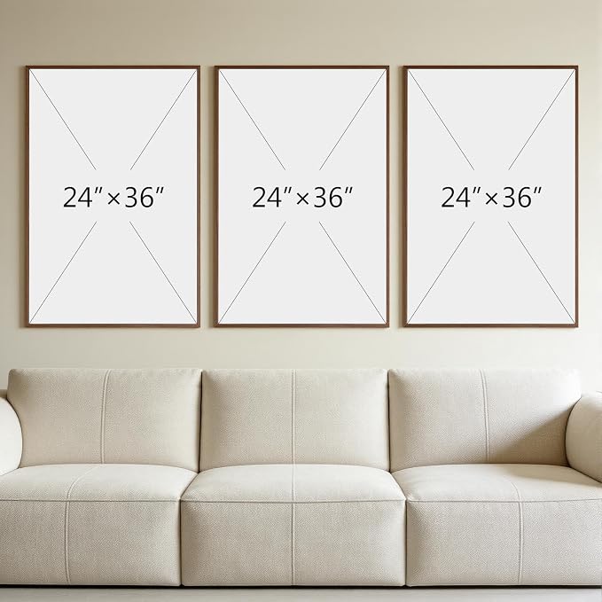 Thalasse Large 3-Piece 3D Textured Wall Art for Living Room, 24x36 Inch | Wabi Sabi Sandstone Relief Panels with Solid Wood Frames, Minimalist Wall Decor for Hallway and Entryways