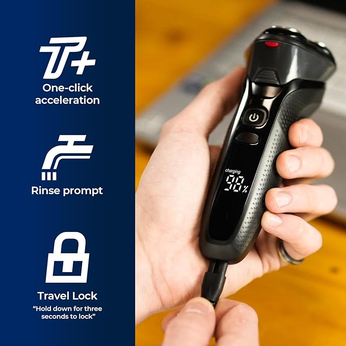 rategist Cordless Electric Razor for Men: 3-in-1 Shaver for Beard/Nose/Sideburns - IPX7 Waterproof Travel Kit - Turbo Speed & Precision Blades