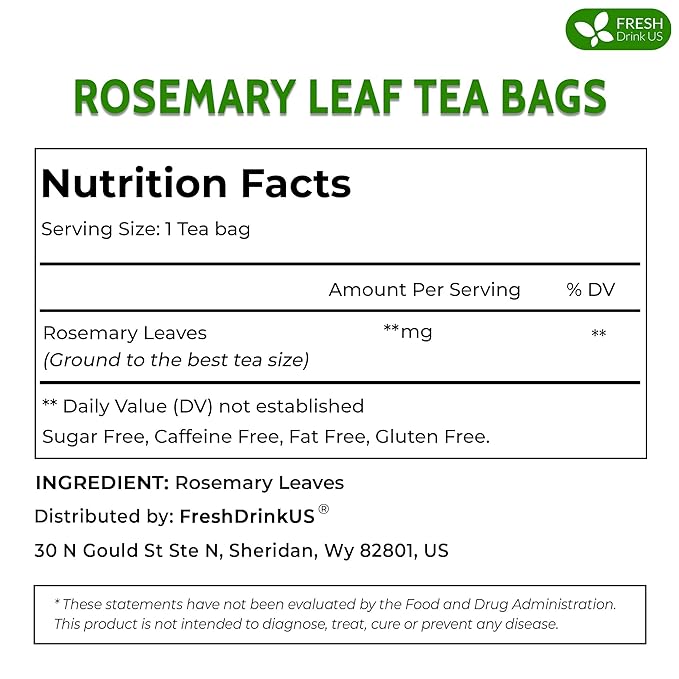 FreshDrinkUS, Premium Rosemary Herbal Tea | 40 Tea bags | 100% Natural Turmeric, Hibiscus, Ashwagandha, Goji Berry, Reishi, Cinnamon & Orange Peel – Naturally Aromatic Caffeine-Free Tea