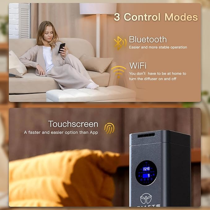 Waterless Diffuser 1500ml - Large 25in Essential Oil Diffuser - 4500 Sq. Ft Coverage, WiFi & APP & Touch Control, Hotel Collection Diffusers for Whole House,Office,Mall (Titanium Gray)