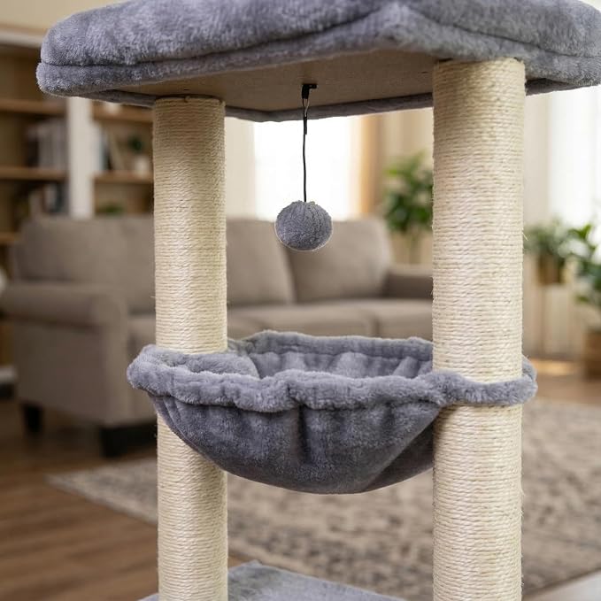 Fashion Design 43.3" Cat Trees with Cat Houses,Grey