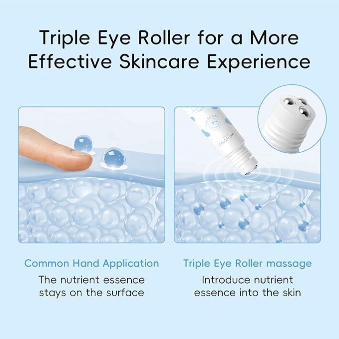 ARAKY Milk Eye Cream for Dark Circles and Puffiness, Hydrating Triple-roller Eye Serum, Improve Skin Elasticity, Intense Moisturizing Dullness, Dryness, Reduce Fine Lines, Skin Care Cream 0.51 oz