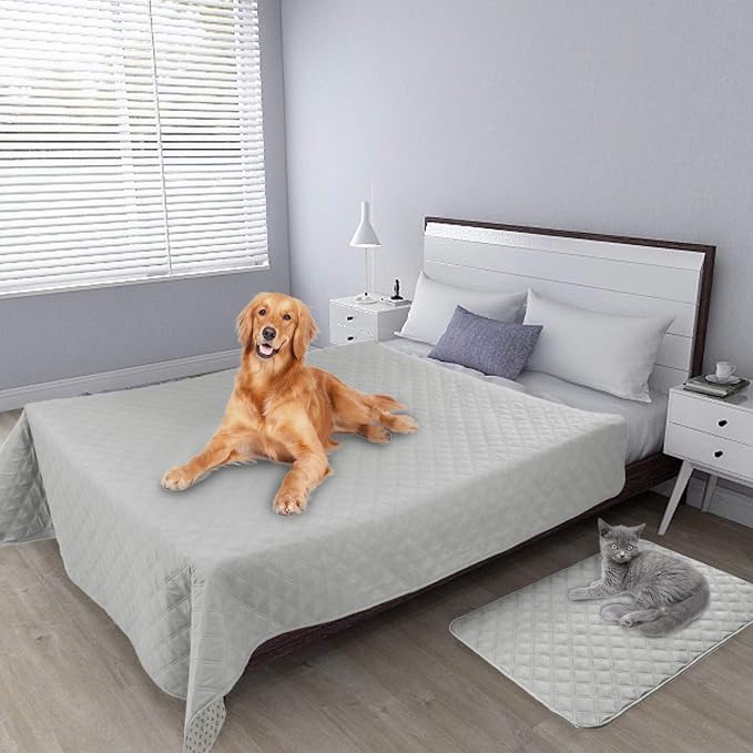 Easy-Going Waterproof Dog Bed Cover, Non-Slip Pet Blanket, 52x82in | Light Gray, Leakproof Couch Cover, Machine Washable Furniture Mattress Protector, Soft Sofa Mat For Dogs, Pet Friendly