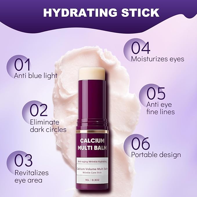 2Pcs Calcium Multi Balm, Wrinkle Multi Balm Stick, Repair & Moisturizing Cream, All-in-One Hydrating Firming Lip Eye Neck Cream, Anti-aging for Face, 0.32 oz/9 g