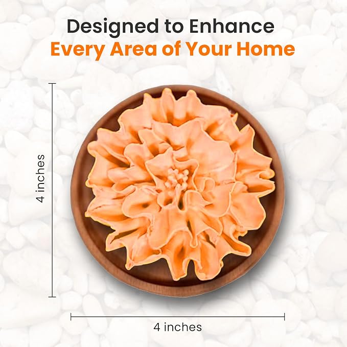 Aroma Diffuser Diatomite Carnation Flower with Wooden Stand Essential Oil Diffuser with Aromatherapy Fig Fragrance Oil Diffusers for Home, Room Decor | 10 ML (Diatomite Carnation Flower (Orange))