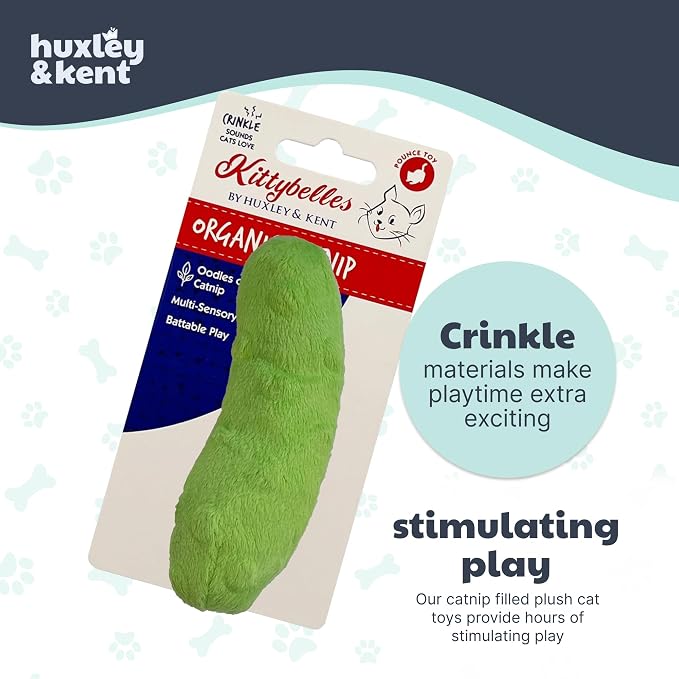 Huxley & Kent Plush Crinkle Catnip Cat Toy, Pickle