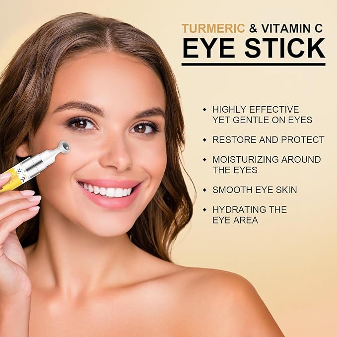 Turmeric Vitamin C Eye Cream, Eye Roller Under Eye Cream for Dark Circles & Puffiness, Anti-Aging Eye Roll On Treatment to Smooth Wrinkles, Fine Lines & Firm Skin for Men & Women, 15ml