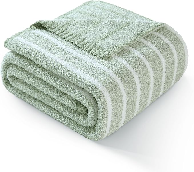 Snuggle Sac Sage Green Bedding Blanket Twin Size 60x80 | Ultra Soft, Warm Cozy Knit Fuzzy, For Sofa, Bed, Living Room
