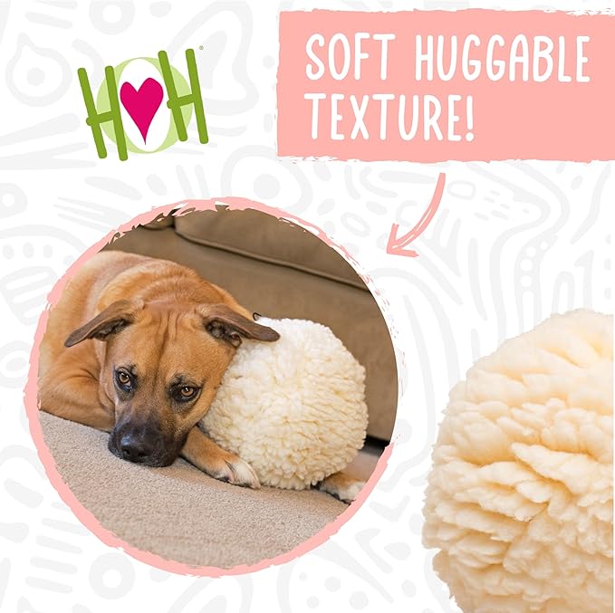 HuggleHounds Plush Ball Dog Toy - Fuzzy Round Ball Dog Toy with Soft Fleece, Durable Stuffed Plush for Small and Large Breeds - 8" HuggleFleece, Large (Pack of 3)