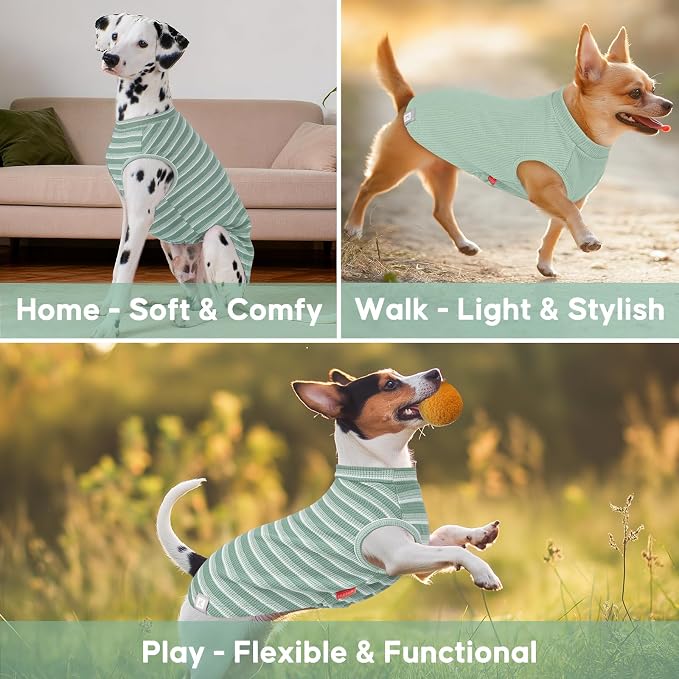 KYEESE 2Pack Waffle Dog Shirt for Large Dogs Striped Dog Sweater Tank Top | Cozy Warmth, Lightweight & Breathable, Gentle on Sensitive Skin, Stretchy & Free to Move, Comfortable Daily Wear