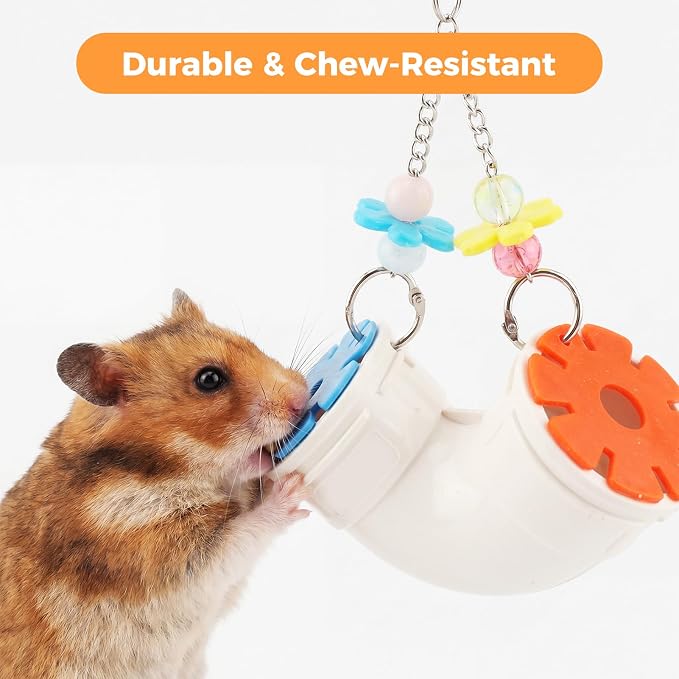 2-Pack Rat Enrichment Toys,Interactive Slow Feeder Puzzle Toys Set for Mice and Parakeets,Hanging Foraging Feeders with 2 Styles, Wide Opening for Various Treats