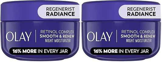 Olay Regenerist Radiance Retinol Face Moisturizer: Smooth & Renew Cream for Women - Fragrance-Free,Anti-Aging,Anti-Wrinkle,Tightening & Brightening - 2 Oz,(Pack of 2)