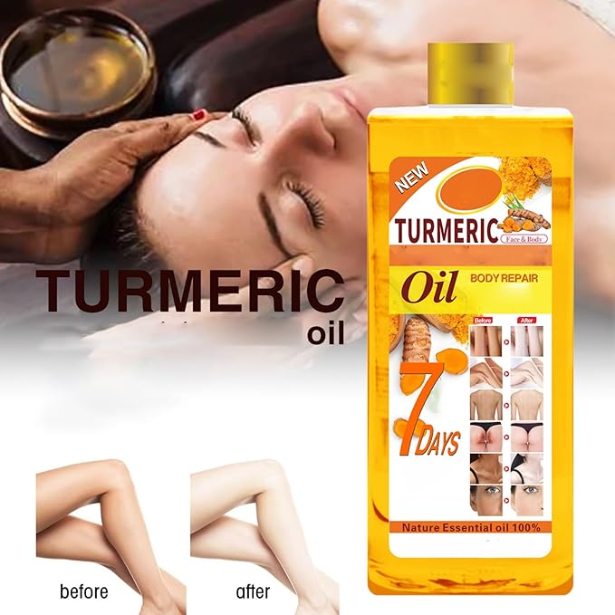 300ml Turmeric Oil for Skin Brightening - Organic Turmeric Oil for Face - Soft 7 Body Oil, Moisturizing