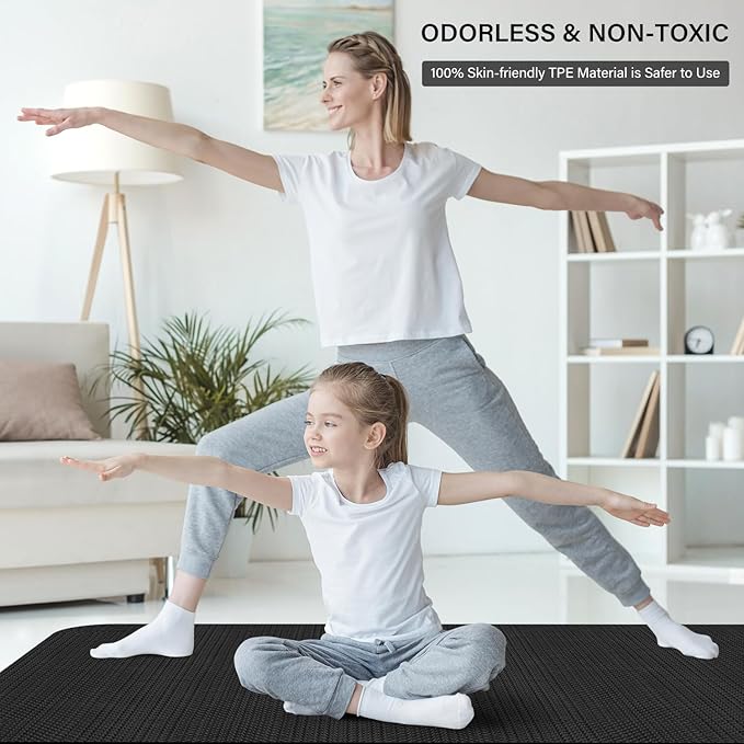 Extra Large Yoga Mat - 84"x30"x6mm (1/4 inch), Non-Slip, Durable, Eco-Friendly, Thick Wide Exercise Mat for Home Workouts, Yoga, Pilates, Stretching, Meditation (Barefoot Exercise)