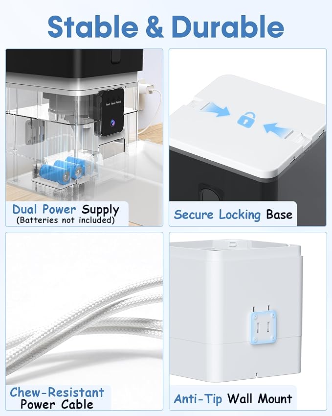 Automatic Dog Feeder Large Breed: 12L Big Capacity, HD 1080P Camera | 50 Cups/20-Day Food Capacity, 1 Mins Easy Setup & Use App, Anti-Jam 18mm Large Kibble