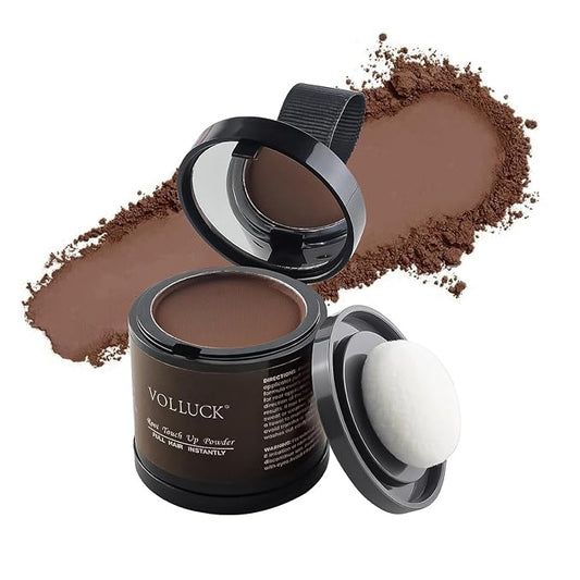 VOLLUCK Root Touch up Powder, Instant Hairline Powder for Thinning Areas and Gray Hair Coverage, Natural and Non-greasy Root Cover up for Women and Men (Hazel Brown, 0.35 Ounce)