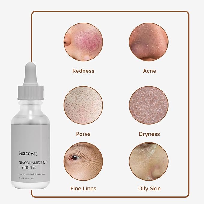 Niacinamide 10% + Zinc 1% Serum for Face, 30ML/1 Fl Oz Anti-aging Niacinamide Zinc Serum for Women, Facial Serum For Acne, Pores, Fine Lines.