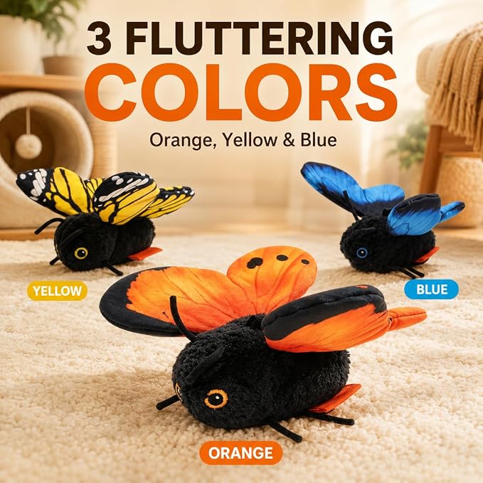 Smart Sensing Flapping Butterfly Toy - Cat Interactive Toys (Blue)
