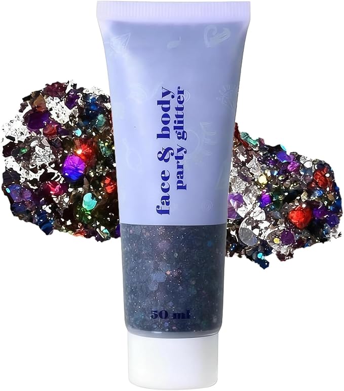 Black Body Glitter,Face Hair Glitter for Kids and Women, Chunky Sequins Glitters Makeup, Halloween Accessories (Halloween Themed)