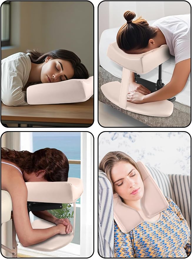 TOROKOM Adjustable Headrest Face Pillow Cradle, Headrest Face Cushion Face Pillow Face Cushion Support Bracket for Salon Home Mattress Massage Kit（White）