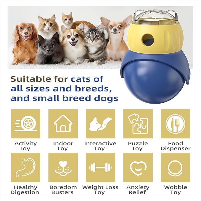 Cat Treat Dispenser Toy Interactive, Adjustable Puzzle Feeder Toys for Cats