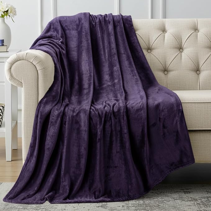 Utopia Bedding Ultra Soft Fleece Bed Blanket Throw Size Purple (50x60 Inch) | Microfiber Plush Warm Lightweight Breathable Cozy Blanket Anti-Static, All Season Use, Gift for Women and Men