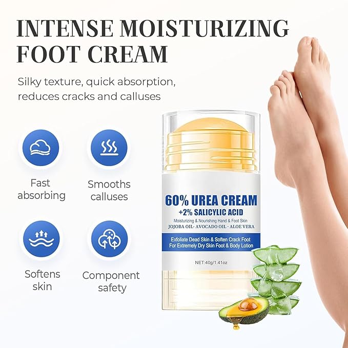 60% Urea Hydrating and Anti-Cracking Foot Cream,Relieves And Repairs Cracked Dry Feet And Hands,Foot Lotion Heel Stick Repairs and Hydrates Dry and Cracked Feet and Hand