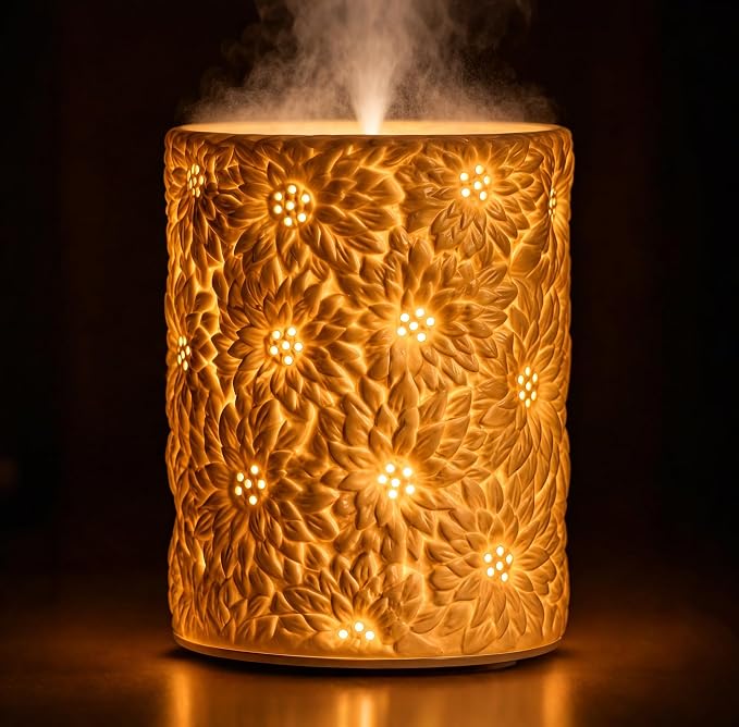 Ceramic Essential Oil Diffusers,Small Cute for Office, Home for Aromatherapy,Bedroom Humidifier Air Fragrance,Room Scent, Smell,Light Decor para Casa De Essentials Aesthetic Aroma (D)