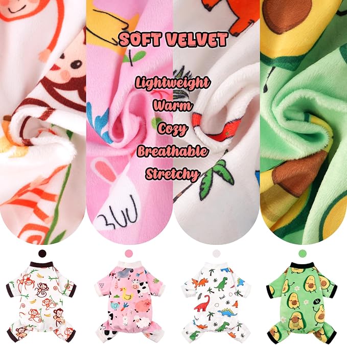 4 Pack Dog Pajamas Soft Lightweight Dog Recovery Suit Onesie Clothes for Small Medium Female Pet Boys Girls Dogs