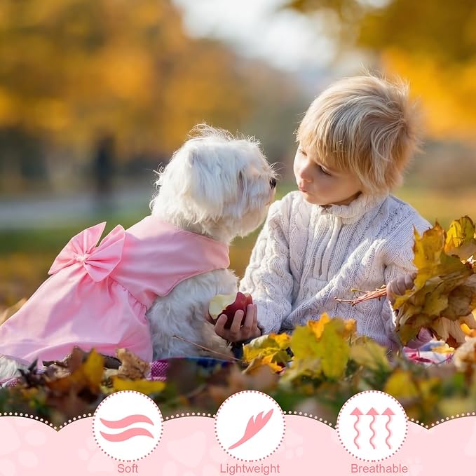 Sanwuta 8 Pieces Dog Dresses for Small Dogs Puppy Clothes Girl Dog Outfit Cute Bowknot Pet Skirt Soft Lightweight Summer Apparel for Cats Puppies Party Wedding Photo Wear