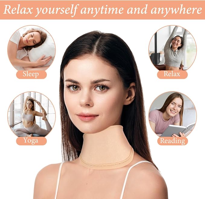 ElevateTech Castor Oil Pack for Thyroid Neck, 3 Pcs Reusable Organic Castor Oil Neck Wrap Compress Packs Comfort Flannel for Women Men Necks Care, Anti Oils Leak, Oils Not Included, White, Khaki, Pink