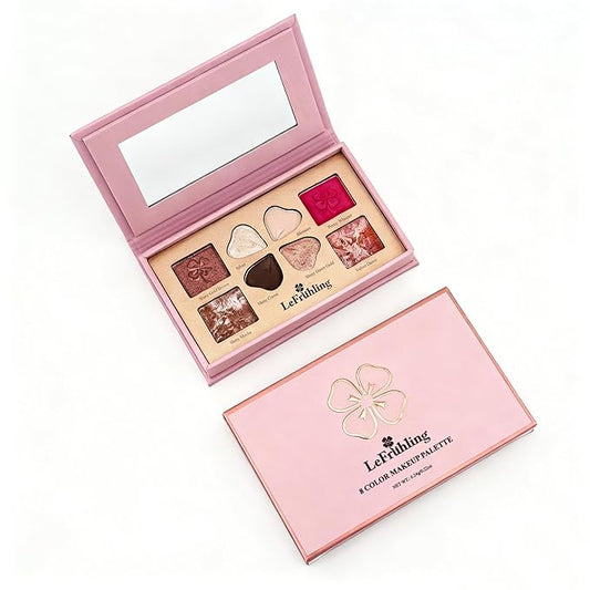 8-color High Pigmented eyeshadow Makeup palette,Long Lasting Multi Reflective glitter Shimmer Matte,Travel-Friendly,Bronzer Blush Highlighter and Eyeshadows