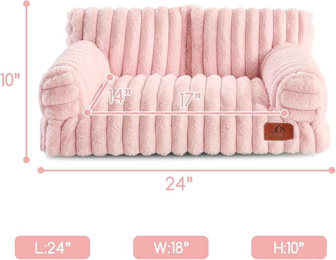 Hollypet Small Dog Large Cat Bed Puppy Couch Beds for Pets up to 25 lbs | Fluffy Dog Cat Couch Plush Soft Warming Pets Beds with Machine Washable Cover and Non-Slip Bottom